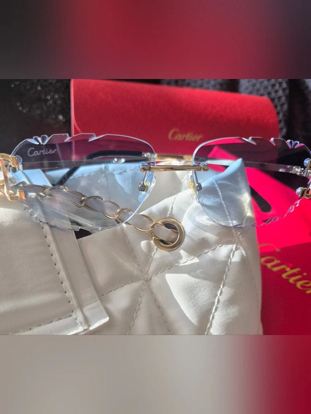 Cartier Rimless Sunglasses with Blue Gradient Lenses